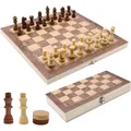 Schachspiel Holz 3 in 1 Tragbar Klappbar Turnier Spielset Familie Kinder