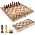 Holz Schach Set 3-in-1 Tragbar Klappbar Geschenk Kinder Familie Spiele