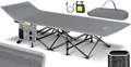 KESSER® Campingbett Feldbett Klappbar Klappbett Campingliege inkl. Tragetasche, Campinglicht + Seitentasche Stabiles Feldbett 250kg Belastbar Metallrohr 600D Oxfordgewebe Tragbar Liege (Grau, 210 cm)