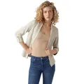 VERO MODA Damen Legeres Blazer Jackett mit Dreiviertel Arm Leichter Sakko Eleganter Business Shacket, Farben:Beige-2, Größe:XS