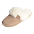 Hollert Leather Lammfell Hausschuhe - Malibu Damen Pantoffeln Fell Schuhe, Beige/Weiß, 39 EU