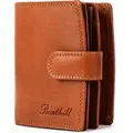 Benthill Damen Geldbörse Echt Leder - Geldbeutel mit RFID Schutz - Portemonnaie mit viele Kartenfächer - Echtleder Vintage Damenbörse inkl. Gesc... - Braun