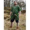 Battle Merchant Wikinger-Kostüm Mittelalter-Tunika Ailrik mit Bordüre, kurzarm, grün S grün S | S