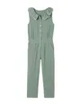 Vertbaudet Mädchen Jumpsuit aus Musselin, bestickter Kragen salbeigrün 110