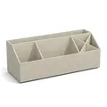 BIGSO ELISA Schreibtisch Organizer – Aufbewahrungsbox mit 4 Fächern – Schreibtischablage für Zettel, Büroklammern, Stifte & Kleinteile – Sortierkasten aus Faserplatte und Papier – beige