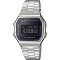 Casio Retro A168WEM-1EF Herren-Digitaluhr mit Edelstahlarmband, Silber/Schwarz