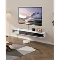 Vevor Tv Schrank Hängend Wandhalterung, Fernsehschrank Mit Kabelloch, Schwebendes Tv-regal Mit Stauraum Für Dvd-player Kabelbox Spielekonsole, Hängeschrank 52 Kg Belastbar Weiß 140 Cm Länge