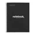 Miquelrius - Notizbuch A4 Notebook, 1 farbiger Streifen, 80 Blatt mit raster 5 x 5 mm, Papier 90 g/m² mikroperforiert mit 4 Bohrungen für 4 Ringe, Einband aus Karton, Farbe Schwarz