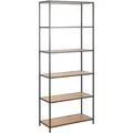 AC-Design Bücherregal Seaford, schwarz / wildeiche, aus Metall / Holz, 6 Ebenen, 77 x 185 x 35cm