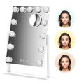 Mirlux Make Up Hollywood-Spiegel mit Beleuchtung - Vision - Dimmbare LED-Birnenbeleuchtung - 13 Glühbirnen - 44x30cm - Weiß