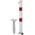 Alberts 781149 Absperrpfosten Klappy-Bo | wahlweise in verschiedenen Ausführungen | zum Einbetonieren, umlegbar | weiß | Pfosten 70 x 70 mm | Höhe über Boden 100 cm