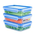 EMSA Clip & Close Food Conservation, 3-tlg. Set, Frischhaltedosen, Auslaufsicher, Hygienisch, Mikrowellen- & Spülmaschinengeeignet, Gefriergeeignet, 3×1,2 L, 515645