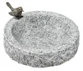 Vogeltränke mit Bronze-Vogel frostbeständig Ø 30 cm Höhe 7 cm Granit, Dehner
