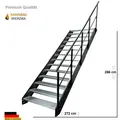 Premium Außen- Treppe 14 Stufen Breite 60-140cm H:266cm Wangen & Geländer Anth.