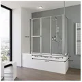 Badewannenaufsatz 3-teilig mit Seitenwand SCHULTE Komfort 1290,0 x 140 cm Glasdekor Tropfen Profilfarbe aluminium D1603- - Silber