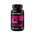 Body Attack Lipo FEM - 120 Kapseln - Hoch dosierte Formel für Fatburner-Training, speziell für Frauen - Vegane Rezeptur + wertvolle Pflanzenextrakte + patentierte Markenrohstoffe - Made in Germany