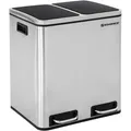 Songmics Mülleimer LTB30H, silber, aus Edelstahl, 2 x 15 Liter