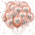 Luftballons zum 30. Geburtstag, 18 Stück Roségold, Happy 30. Geburtstag, Latexballons, Konfetti-Luftballons für Männer, Frauen, 30. Jahrestag, Geburtstagsparty, Dekoration, Geburtstagszubehör,12 Zoll