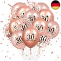 Luftballons zum 30. Geburtstag, 18 Stück Roségold, Happy 30. Geburtstag, L