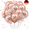 Luftballons zum 30. Geburtstag, 18 Stück Roségold, Happy 30. Geburtstag, L