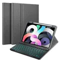FINTIE Tastatur Hülle für iPad Air 11 Zoll 2025/2024 (M3/M2), iPad Air 5 2022/ Air 4 10.9" - 7 Farben Beleuchtete Abnehmbare QWERTZ Keyboard, TPU Rückseite Schutzhülle mit Stifthalter, Dunkelgrau
