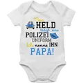 Shirtracer Shirtbody Mein Held trägt eine Polizeiuniform - Polizist Geschenk zur Geburt Sprüche Baby weiß 12/18 Monate