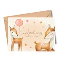 MeinBaby123® 10 Einladungskarten Kindergeburtstag Jungs und Mädchen | Geburtstagseinladungen für Kinder | Wald Tiere Boho | inkl. 10 Briefumschläge | Premium Qualität (Süße Tiere V5)