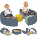 AIYAPLAY Schaumstoff Bausteine 7er-Set Softbausteine mit Cord-Optik - Bunt