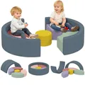 AIYAPLAY Schaumstoff Bausteine 7er-Set Kinder Softbausteine Riesenbausteine mit Cord-Optik Kletterblöcke Großbausteine Bauklötze Bunt