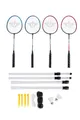 Charlsten Badmintonschläger Badminton Federball Set - 4 Schläger + 2 Bälle + Netz + Tasche