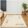 THEKO Wollteppich Taza Royal 609, rechteckig, Höhe: 28 mm, echter Berber Teppich aus Marokko, reine Wolle, handgeknüpft weiß 170 cm x 240 cm x 28 mm