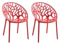 CLP 2er Set Gartenstühle Hope Kunststoff I Stapelstühle wetterfest und UV-beständig I Outdoorstühle pflegeleicht I Sessel für draußen, Farbe:rot