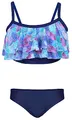 Aquarti Mädchen Bikini Set Bustier Bikinislip Zweiteiliger Badeanzug, Farbe: 030A mit Rüschen/Meerjungfrau Lila/Dunkelblau, Größe: 116