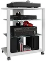 VCM HiFi Holz Möbel | Rack Schrank Phono Regal mit Rollen | 2 Glasböden | Maße: H. 70 x B. 60 x T. 41 cm | Phono Mediaregal - Folas