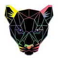2 x Polygon Tier Sticker Hologramm Aufkleber Tiere Origami Geometrisch Selbstklebend Kunst für Auto Motorrad Laptop Kühlschrank Wand Dekor R117 (Puma)
