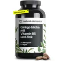 natural elements Ginkgo biloba – optimal dosiert mit 3750mg pro Kapsel (50:1 Extrakt) – 365 Kapseln – mit Vitamin B5 & Zink – vegan, ohne unnötige Zusätze – in Deutschland produziert & laborgeprüft