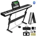 VEVOR 88-Tasten-Klappklavier, Bluetooth und MIDI, tragbares elektronisches digitales Klappklavier mit Ständer, Sustain-Pedaltasche, berührungsempfin