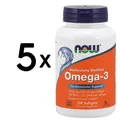 5 x NOW Foods Omega-3 Molecularly Distilled Fish Oil - 100 (119,90 EUR/kg)