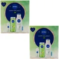 Nivea Geschenkset Happy Balance 2 x 4teilig Duschgel - Bodylotion - Deo -Labello