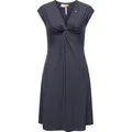 Jerseykleid RAGWEAR "Comfrey Solid", Damen, Gr. M (38), Normalgrößen, blau (navy), Material: 48% Viskose, 47% Polyester, 5% Elasthan, feminin, figurumspielend knieumspielend, tiefer V-Ausschnitt, Kurzarm weit normaler Saum, Kleider, stylisches Sommerkleid mit tiefem V-Ausschnitt