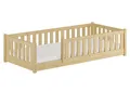 Erst-Holz Kinderbett, Bodenbett mit dreiseitiger Sicherung 80x180 Kiefer Natur lackiert V-60.77-08-180, Ausstattung:Rollrost und Matratze inkl.