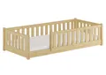 ERST-HOLZ Kinderbett Holzbett Kinderbett 80 x 180 cm mit Rundumsicherung Kiefer Massivholz, Kiefer farblos lackiert