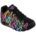 Skechers UNO - HIGHLIGHT LOVE Sneaker, Freizeitschuh, Halbschuh, Schnürschuh mit Herzchen-Print schwarz 37 EU