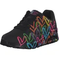 Skechers Damen James Goldcrown UNO-Highlight Love Sneaker, Black and Multi Heart Print Duraleather/Bla, 37 EU
