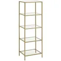Vasagle Bücherregal LGT029A01, gold, aus Metall / Glas, 5 Ebenen, 40 x 124,5 x 30cm