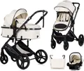 Chipolino Kinderwagen 3 in 1 Amore Babyschale Adapter Wickeltasche Fußabdeckung beige-schwarz