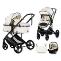 Chipolino Kinderwagen 3 in 1 Amore Babyschale Adapter Wickeltasche Fußabdeckung beige-schwarz