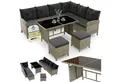 Juskys Gartenlounge-Set Manacor, (Gartenlounge), Polyrattan Gartenmöbel-Set mit Garten-Sofa, Garten-Tisch und 2 Hocker