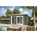 Lasita Holz-Gartenhaus Belmont 2 Flachdach Grau-Grün Lasiert 425 cm x 280 cm