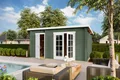 Gartenhaus Blockhaus  Pultdach 34 mm Belmont 2 grün 445x300 cm Lasita